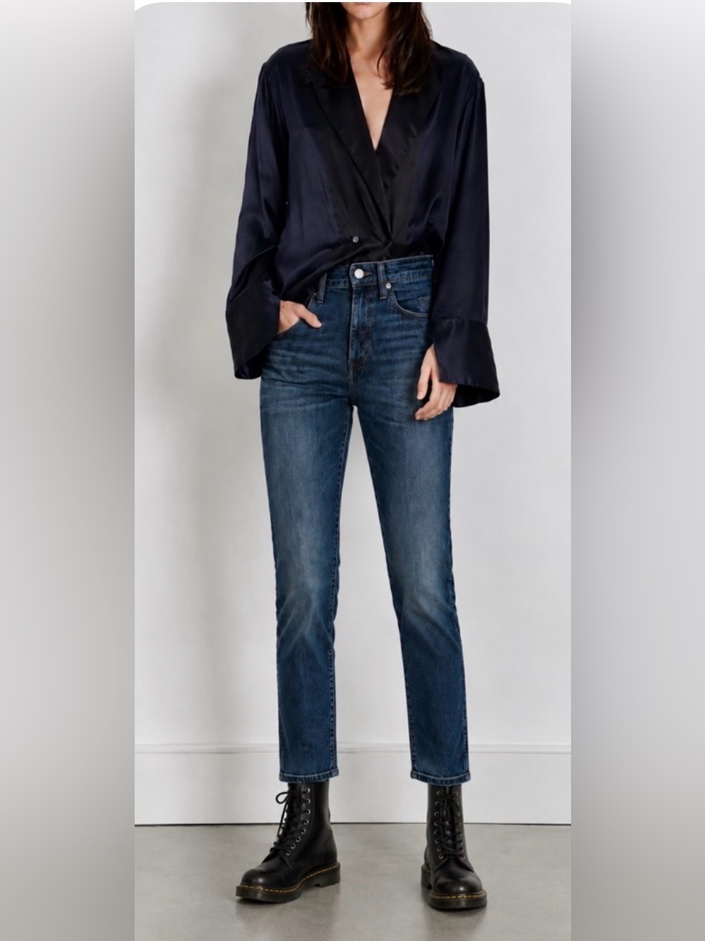 3x1 NYC 100% Cotton Made in Italy Ankle Straight Leg High Rise Blue Jeans Sz 25